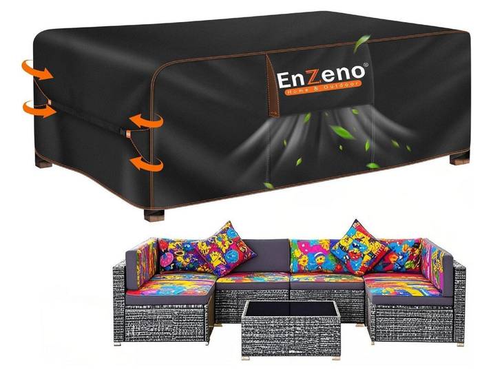 Abdeckhaube Gartenmöbel Wasserdicht 300x250x100cm 420D Oxford Gewebe Loungemöbel Schutzhülle Winterfest mit Luftauslass
