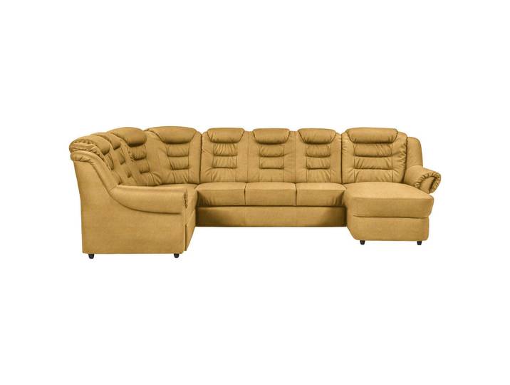 Livetastic Wohnlandschaft, Gelb, Kunststoff, 7-Sitzer, U-Form, 333x216 cm, Made in EU, seitenverkehrt erhältlich, Hocker Rücken echt, Armteil links, rechts, Wohnzimmer, Sofas & Couches, Wohnlandschaften, Wohnlandschaft U-Form