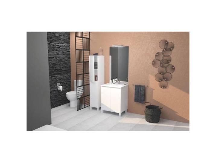 ONDEE ZEN Meuble Salle de Bain BELIS - A poser - Miroir Affleurant - 80cm - Finition Blanc