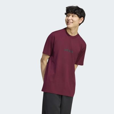 T-Shirt ADIDAS SPORTSWEAR "M LIN SJ T", Herren, Gr. M, maroon, schwarz, Obermaterial: 100% Baumwolle, normal, Shirts T-Shirt, überschnittene Schultern, Kurzarmdesign, aus Baumwolljersey