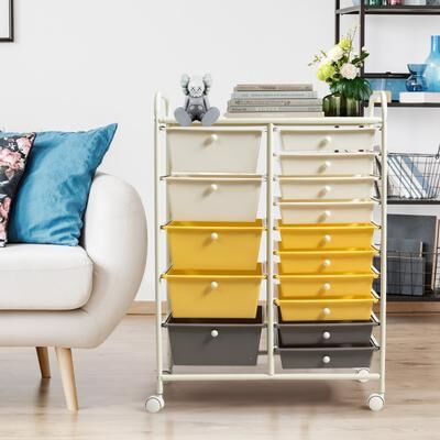 Lirago 15-Drawer Utility Rolling Cart with Drawers Multi-Use Storage