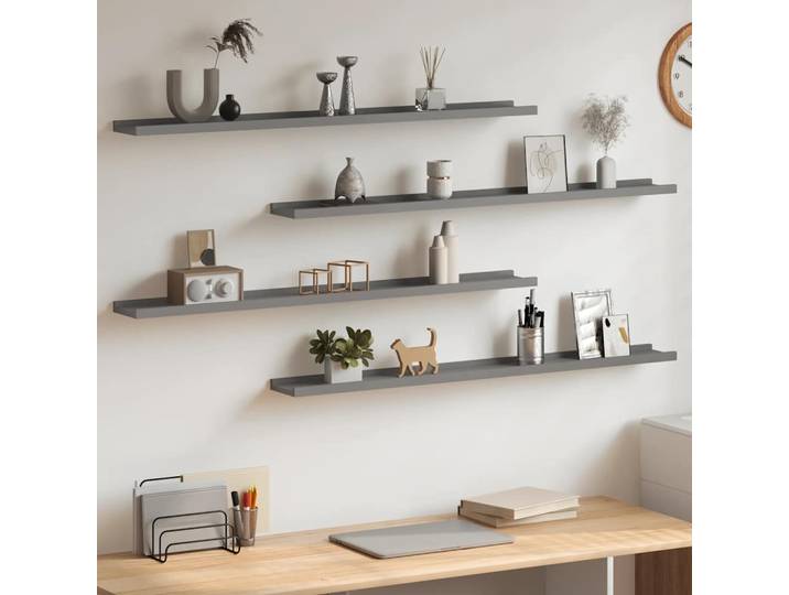 vidaXL Wandregale 4 Stk. Grau 100x9x3 cm