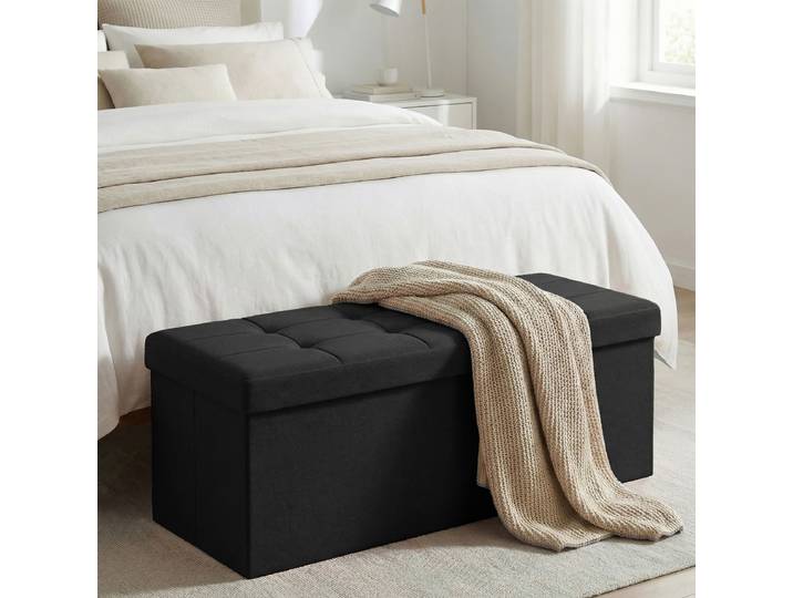 Pouf avec rangement 110cm Noir/Noir