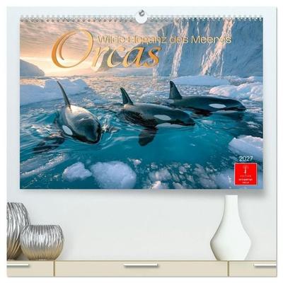 Orcas - Wilde Eleganz des Meeres (hochwertiger Premium Wandkalender 2027 DIN A2 quer), Kunstdruck in Hochglanz