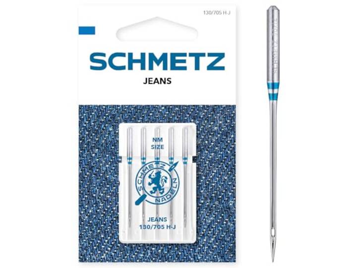 SCHMETZ Naaimachine Naalden voor Jeans/Denim – 110 (18) Robuuste naalden met geavanceerde punten voor dikke en gelaagde stoffen, waardoor breuk wordt verminderd en soepel naaien wordt gegarandeerd