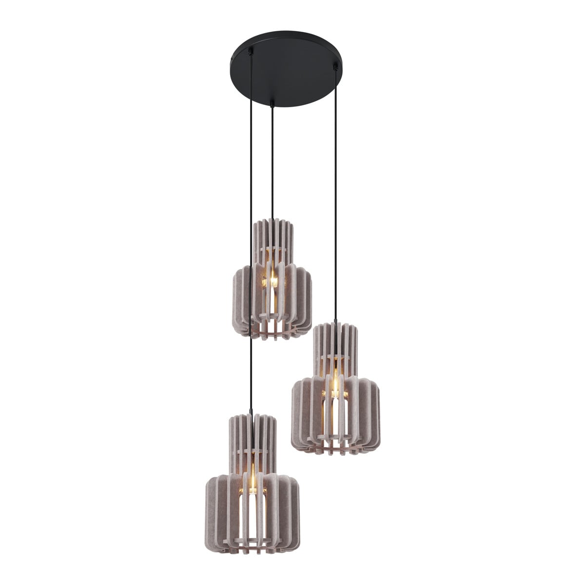 Qazqa Retro hanglamp zwart en beige met 3 lampen