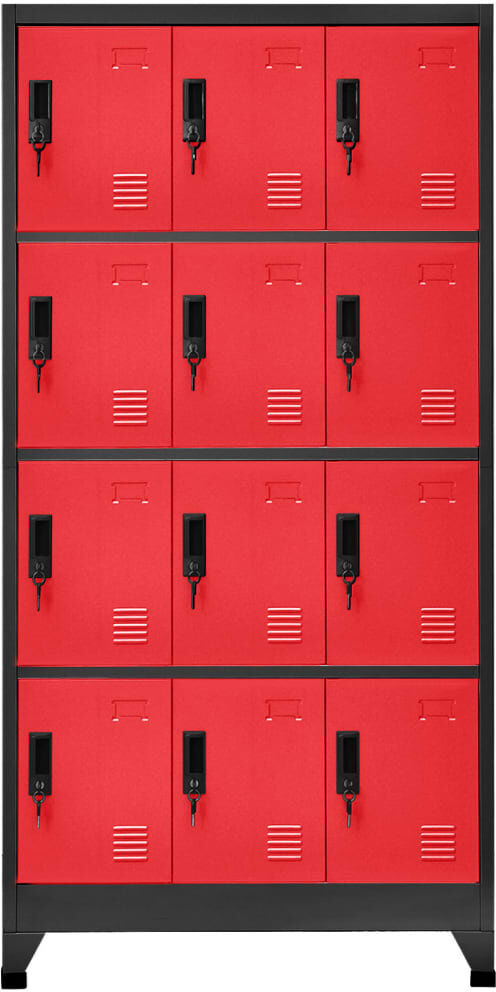 Rebrilliant Vroman Metal 4 - Tier 90cm with Key Anthracite/Red 180cm H X 90cm W X 45cm D