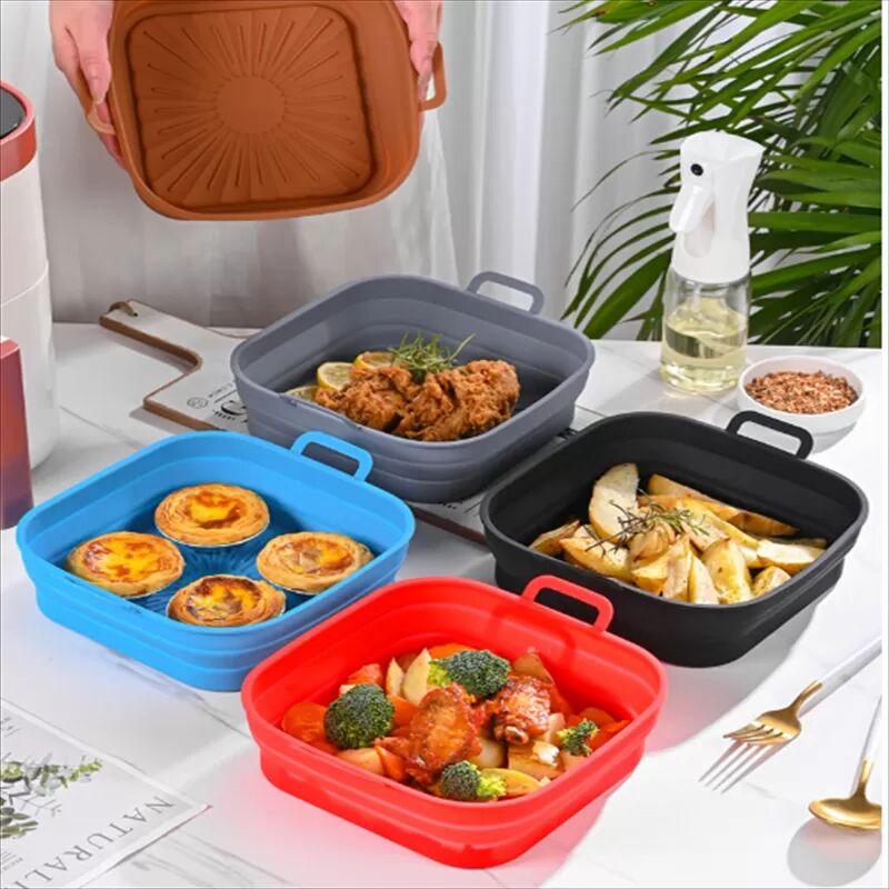 INF Zusammenklappbare Heißluftfritteuse Silikonform 17,5 cm 2er-Pack Schwarz