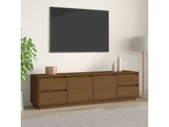814322 Meuble TV Marron miel 176x37x47 5 cm Bois de pin massif