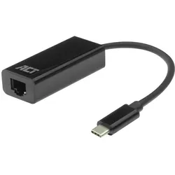 ACT USB-C Gigabit network adapter (USB-C, RJ45 Gigabit Ethernet (1x)), Netzwerk Adapter, Schwarz