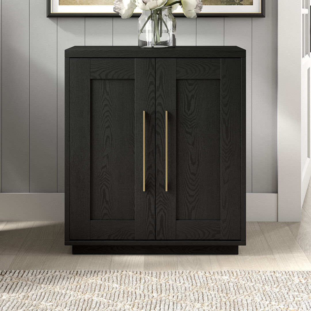 Hudson&Canal Tillman 2 -Door Accent Cabinet Black Grain 81.3cm H X 76.2cm W X 35.6cm D