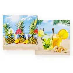 Home Fashion, Beach Time, Cocktail-Servietten 25 cm x 25 cm, im Viertelfalz, 2 Designs jePackung, 10+10 Stück pro Pack, 12 Pack pro Karton
