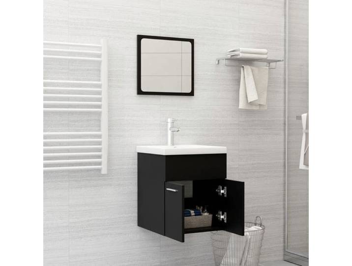 Remise Ensemble de meubles de salle de bain - UU - Mobilier Haut de salle de bain Noir Aggloméré JILIMAISON2025 42784167
