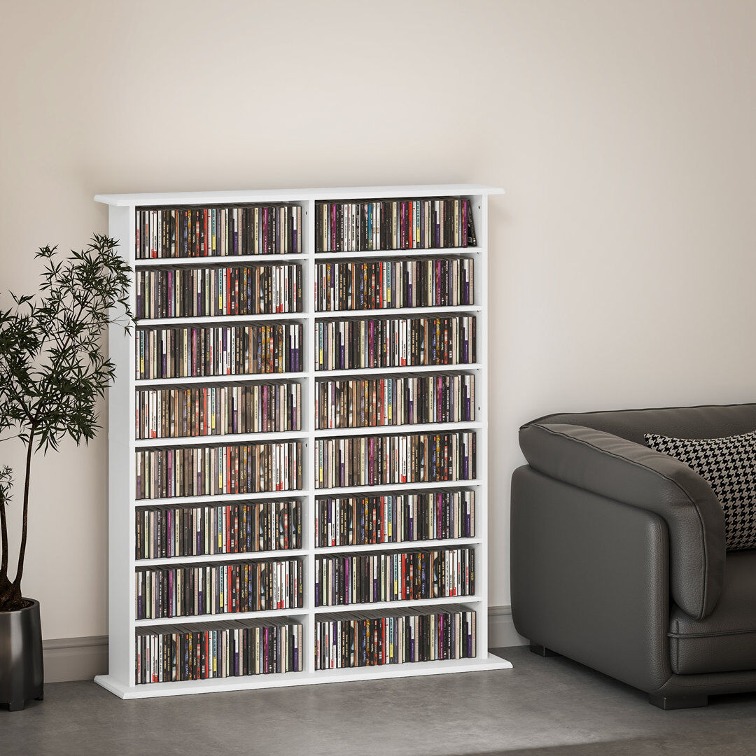 Latitude Run HOMCOM CD Storage Unit DVD Tower Blu-ray Storage Shelf Grey 123.7cm H x 106.5cm W x 24cm D