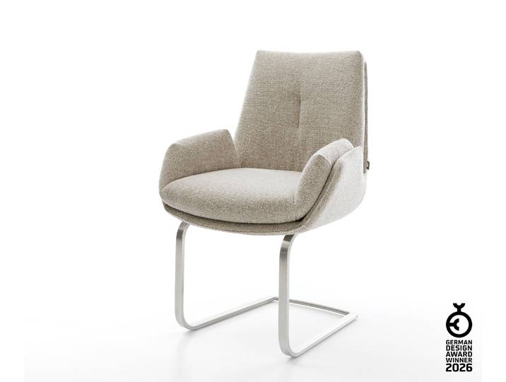 Freischwinger Clea-Flex Webstoff Soft Beige Freischwinger flach Edelstahl, Esszimmerstühle