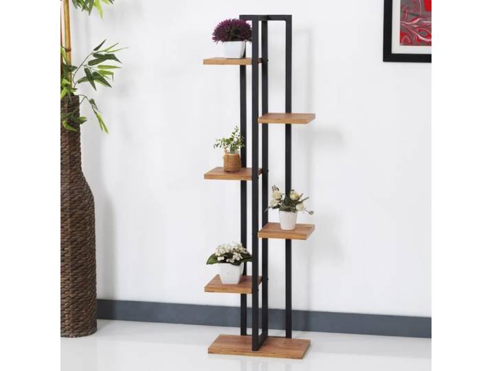 Support de plantes Tohmajärvi à 5 niveaux 120 x 34 x 21 cm effet noyer noir