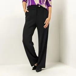 VIA MILANO Hose, lange Form Herringbone Jacquard gerades, weites Bein mit Biesen