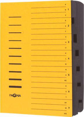 PAGNA Ordnungsmappe, für DIN A4, 7 Fächer, Pressspan, 5 Stück, gelb