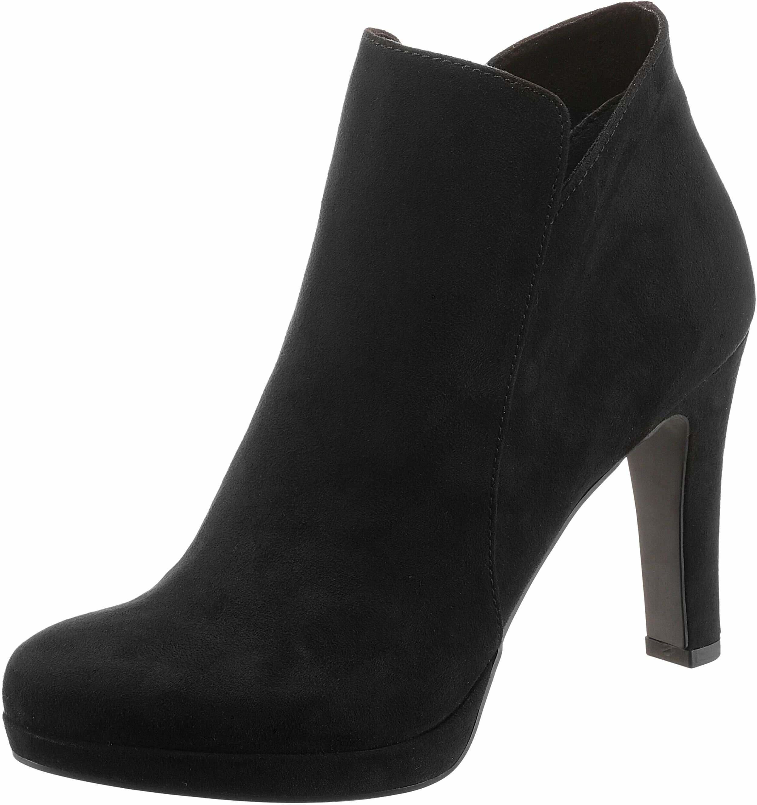 Stiefelette TAMARIS, Damen, Gr. 38, Textil, schwarz, Veloursleder, unifarben, Schuhe Stiefelette, Ankleboots, High-Heel-Stiefelette mit Trichterabsatz schwarz 38, Textil