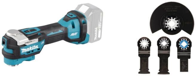 Set Makita Akku-Multitool DTM52Z + Makita Tauchsägeblatt-Set 4-teilig