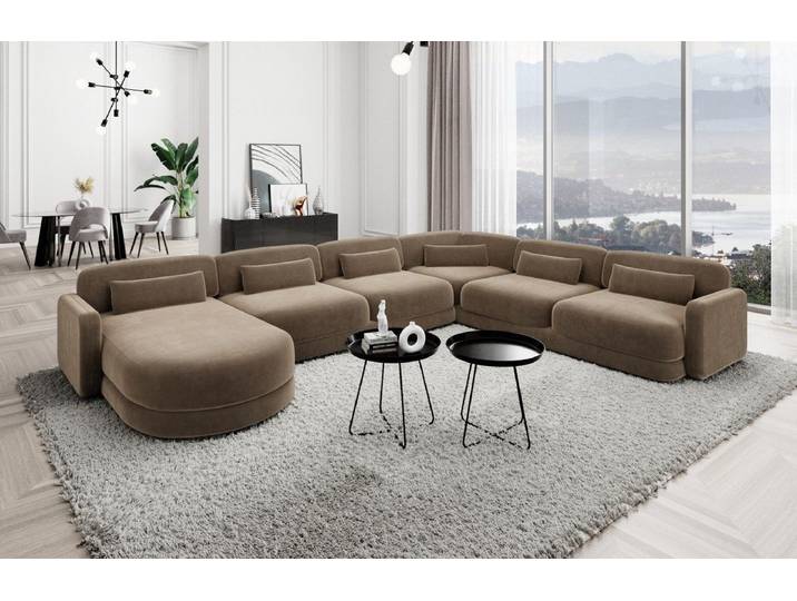 Sofa Dreams Wohnlandschaft Stoff Polstersofa Luxus Couch Stoffsofa Valencia XXL, Loungesofa