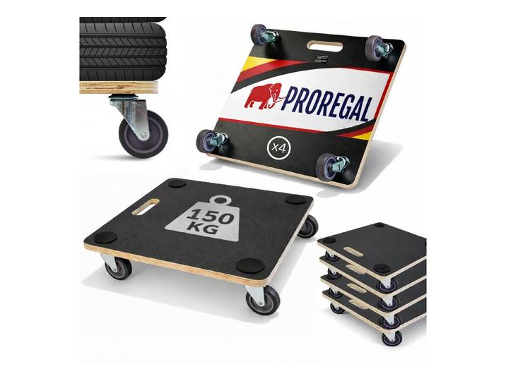 PROREGAL® Transportroller MegaDeal Profi Möbelroller Rollbrett Transporthilfe Rollwagen HERCULES, (4-St), Stabile Transporthilfe Rollbrett Möbelroller Möbel-Transport Rollwagen