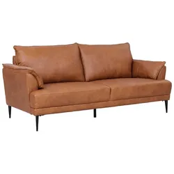 Wohnzimmercouch Sofa mit Fußgestell aus Metall in Cognac Braun