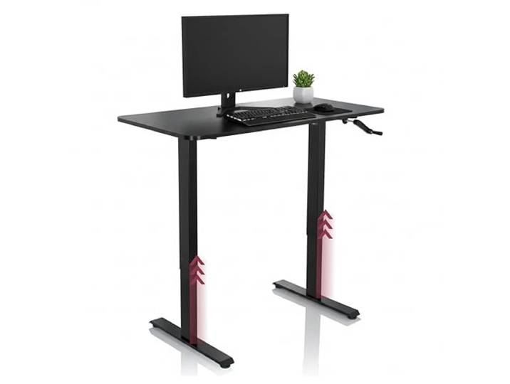 hjh OFFICE 802115 Schreibtisch höhenverstellbar 120x60 cm Stand CR Schwarz Computertisch manuell verstellbar