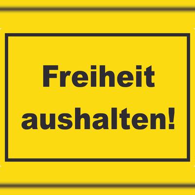 HB-Druck Freiheit aushalten Aufkleber mit Text gelb-schwarz A5 (148x210mm)