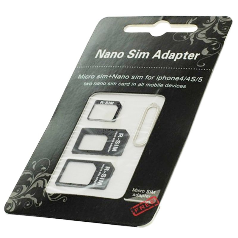 AccuCell SIM-kaart adapter 4-in-1 voor Micro-SIM, Nano-SIM en SIM