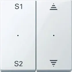 Merten System M Wippe zweiteilig, Jalousie, polarweiß, glänzend, Symbol Pfeile, Kontrollfenster/Lichtauslass