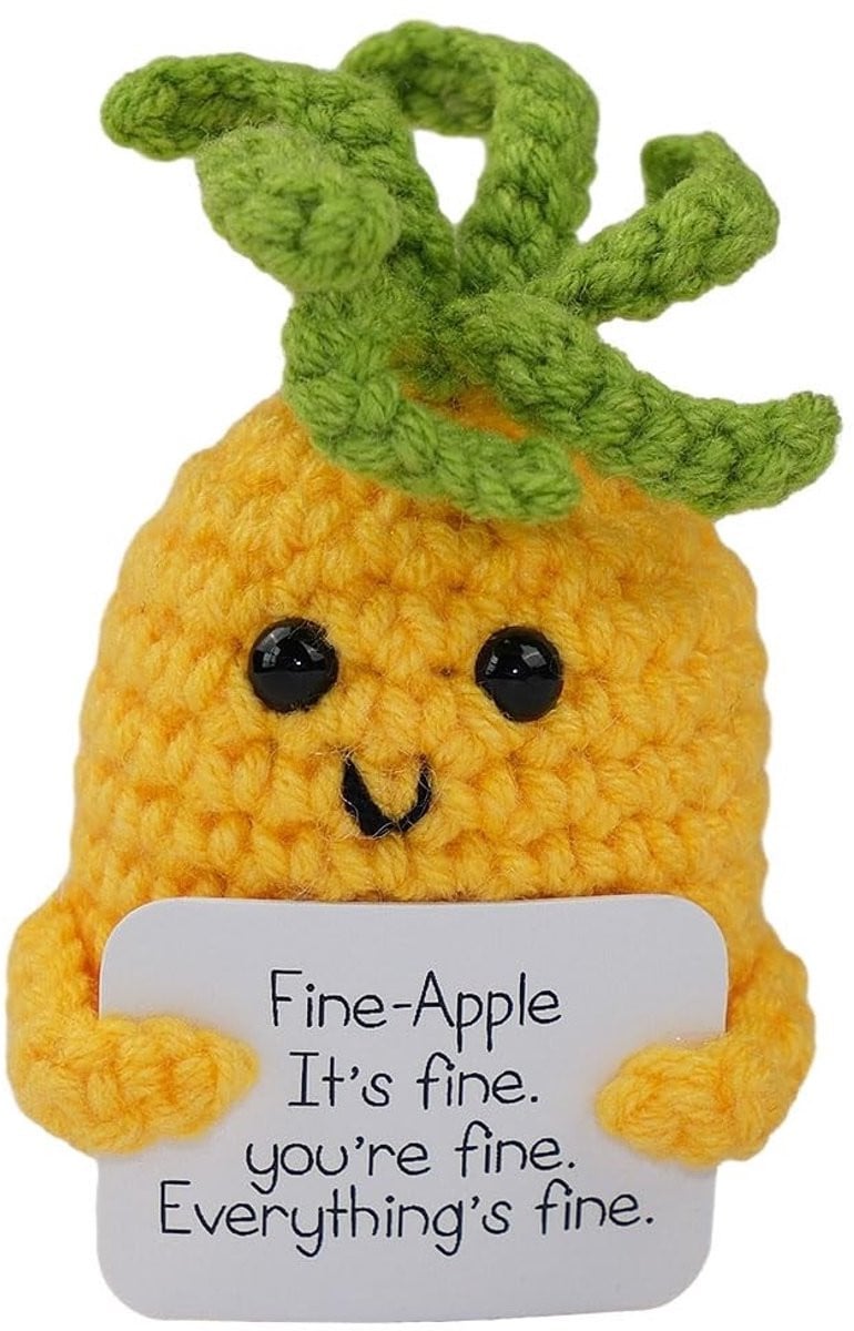 Solidchoice Dailygoody Pocket Hug - Creatieve gebreide ananas - Geel motivatiegeschenk