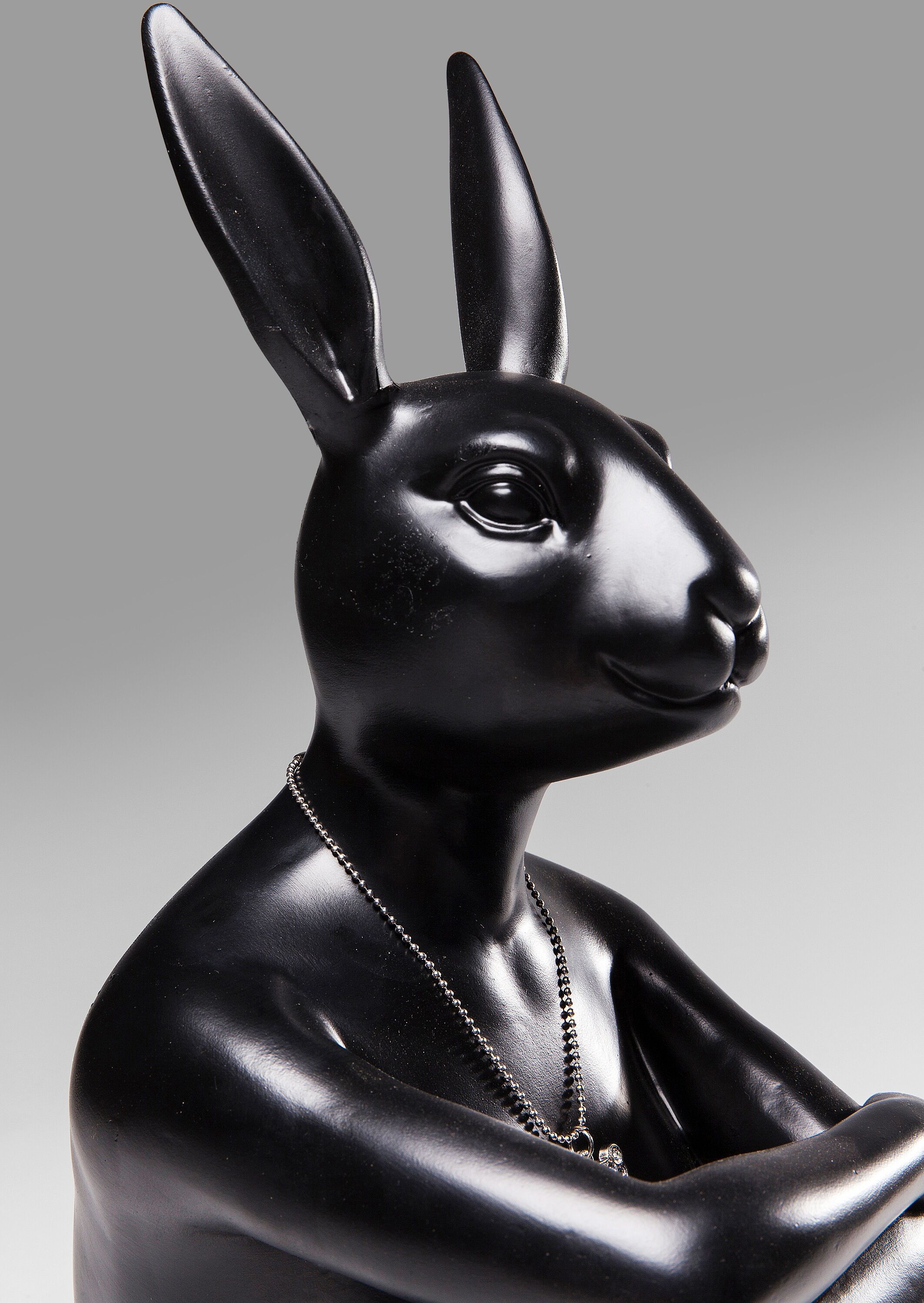 Dekofigur KARE DESIGN "Deko Figur Gangster Rabbit Schwarz", schwarz, B:26cm H:39cm T:15cm, Polyresin, Stahl, Dekofiguren, Dekofigur schwarz B/H/T: 26cm x 39cm x 15cm