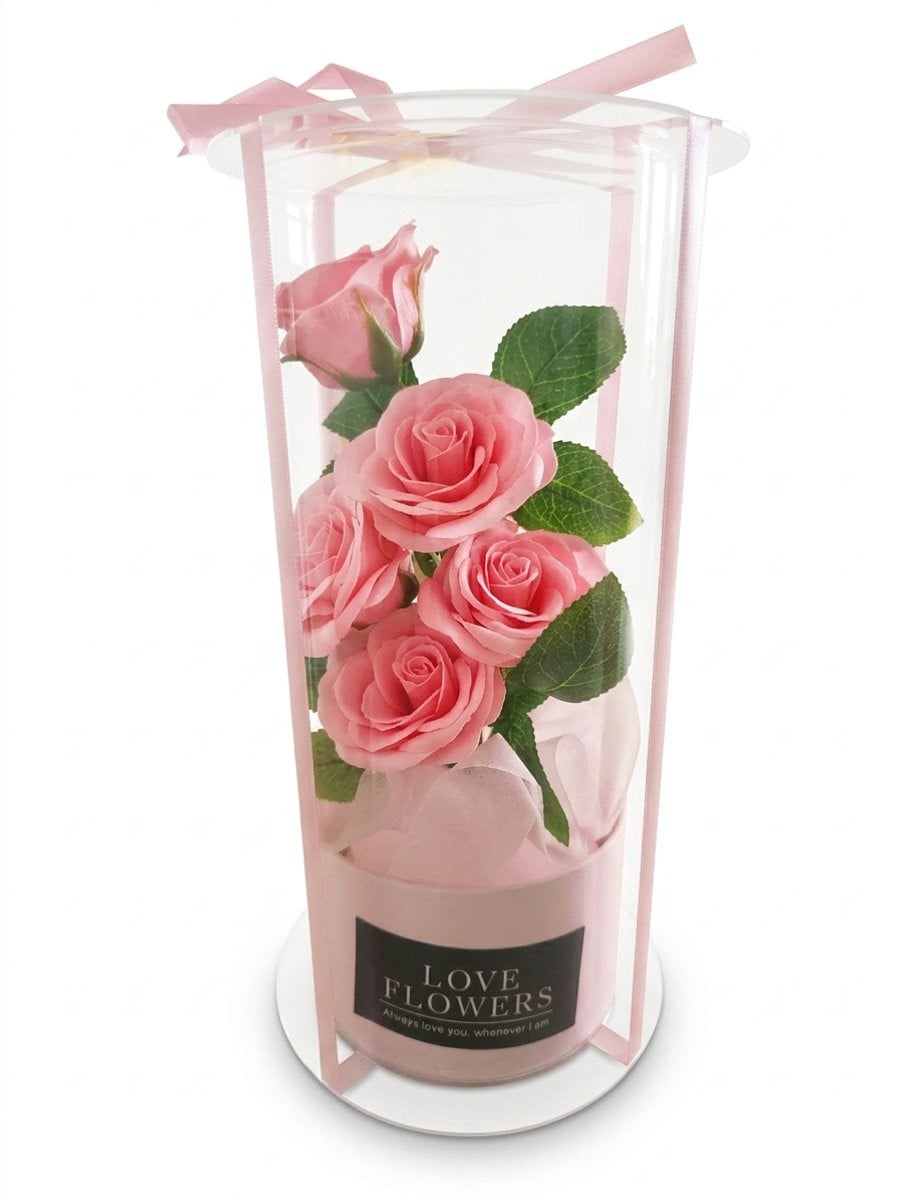 Eternal Flower Realistische Kunst Rozen in geschenkdoos - Roze