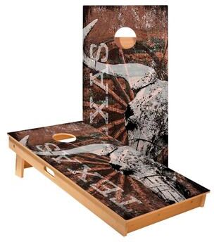Skip's Garage Red Texas Longhorn Cornhole Boards
