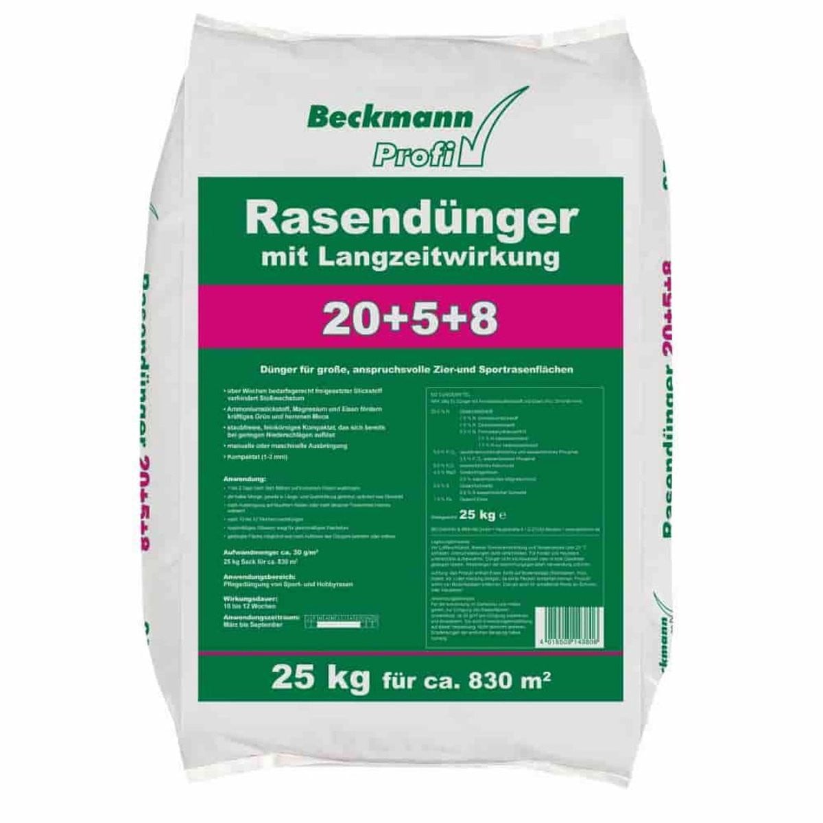 Beckmann Rasendünger met langwerkende werking 20+5+8, 25 kg