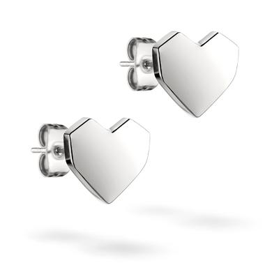 Paar Ohrstecker LIEBESKIND BERLIN "Schmuck Edelstahl Urban Heart Herz", silber (edelstahlfarben), Ohrringe, Damen, Edelstahl