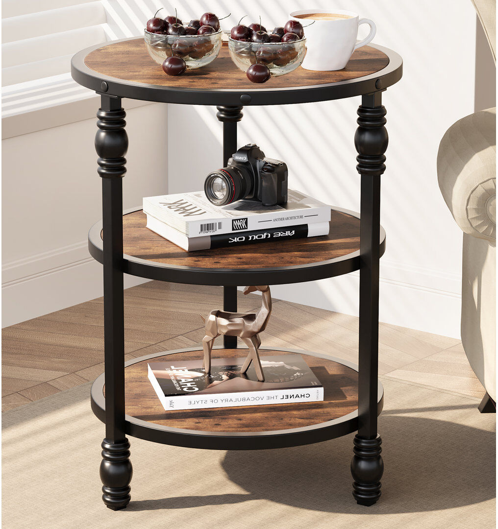 Blue Elephant End Table Brown Wood 59.9cm H X 46cm W X 46cm D