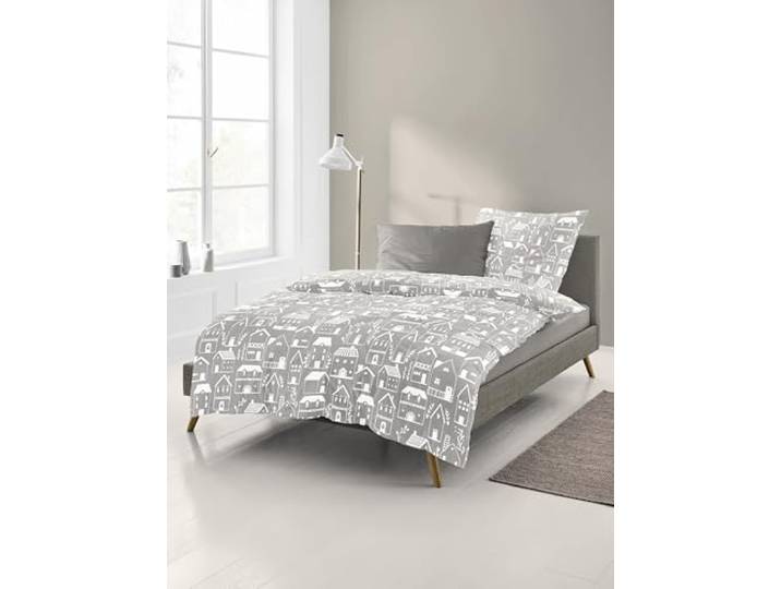 Bierbaum Bettwäsche 4176, Fein-Biber, Designed in Germany, Beige 80, 135x200 + 80x80 cm