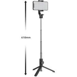 Swissten Bluetooth Selfiestick Aluminium TRIPOD PRO, Selfie Stick, Schwarz