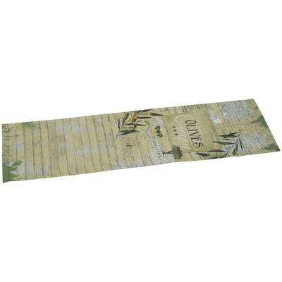 Tischläufer GO-DE, grün (grün, braun), B:40cm L:120cm, Baumwolle, Polyester, Tischdecken, (L/B): ca. 120x40 cm
