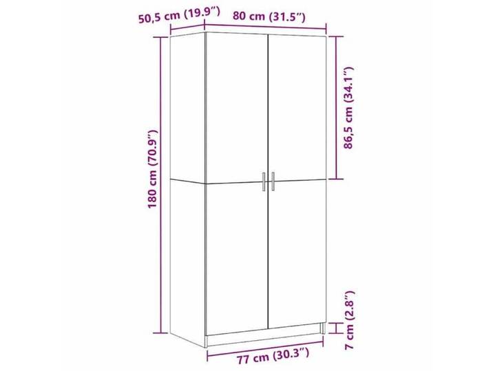 Remise 2026®Meuble vêtements Noir - Armoire de chambre - grand stockage - Armoire penderie - chêne Noir - 80x50 5x180cm - Bois d'