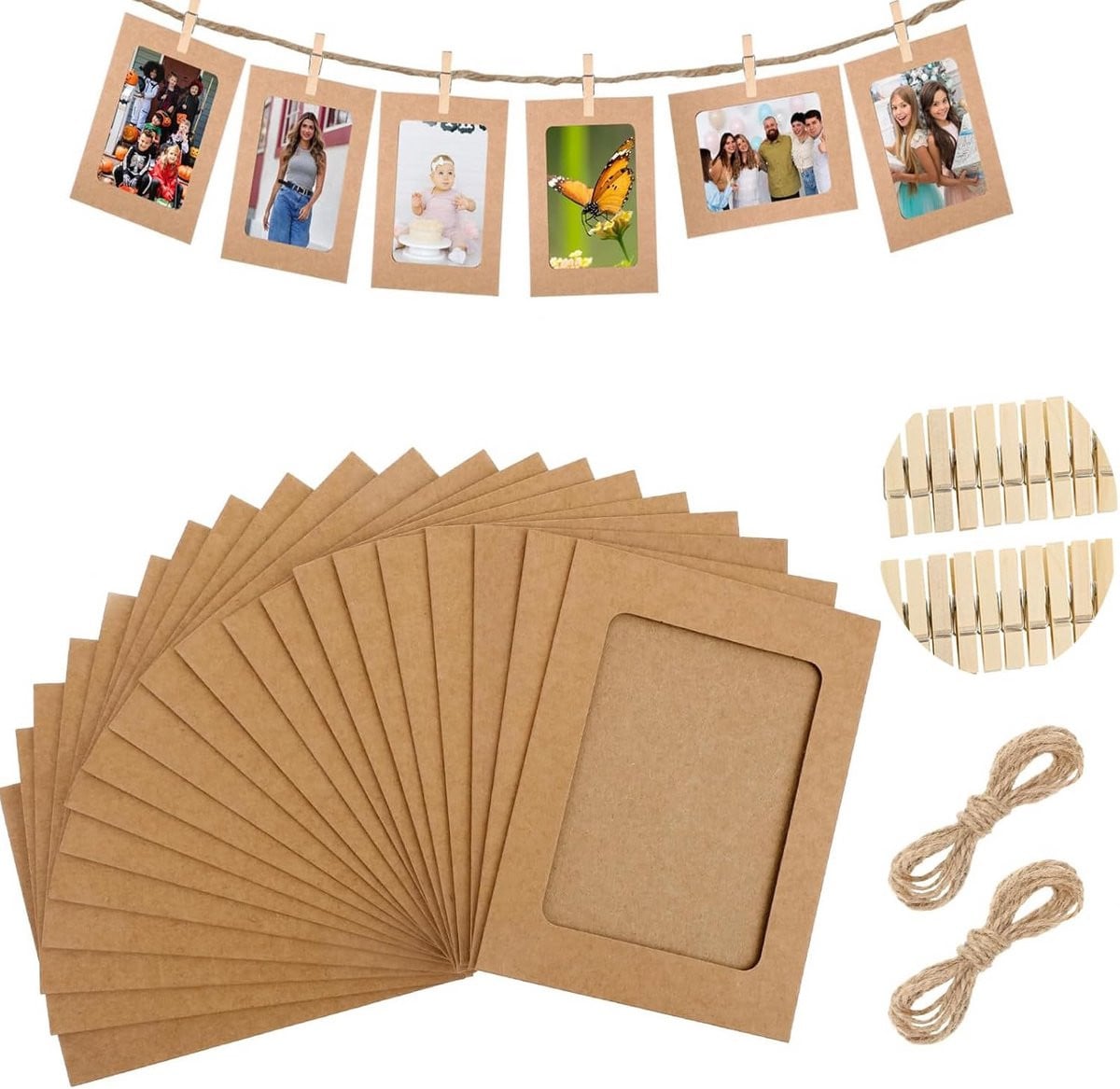 20 Stuks Kraftpapier Fotolijsten voor Muren en Feesten