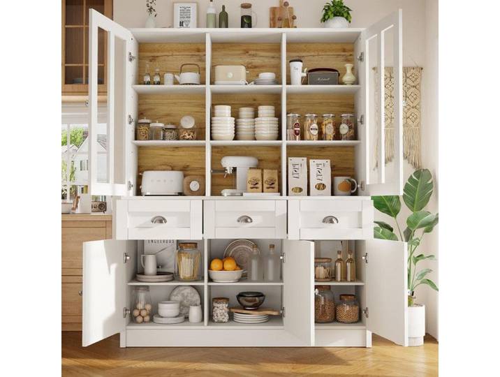Buffet haut pour le salon 140×38 5×175cm meuble de cuisine avec tiroirs meuble haut vitrine indépendante pour cuisine salon