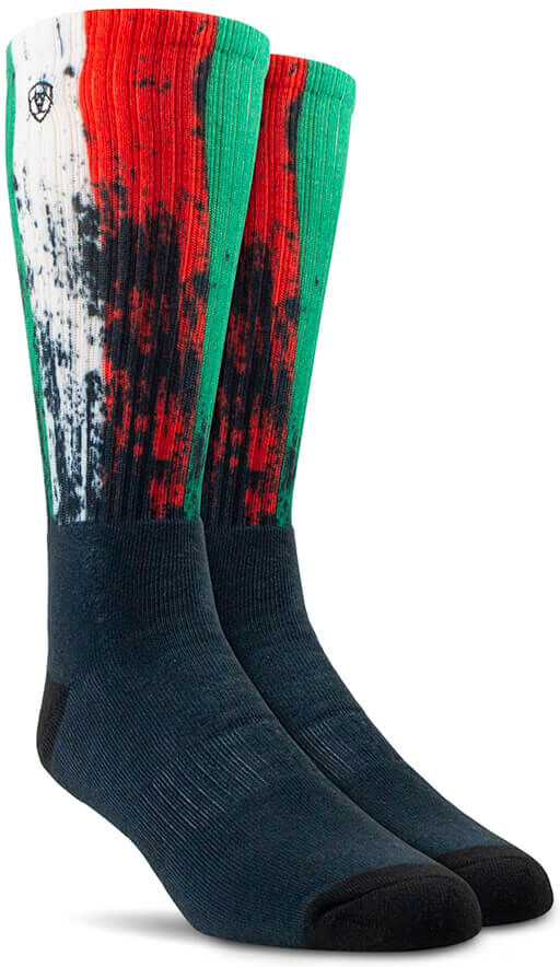 Mexico Graphic Crew Work Socks 2 Pair Multi in Black, Size: Medium Regular by Ariat