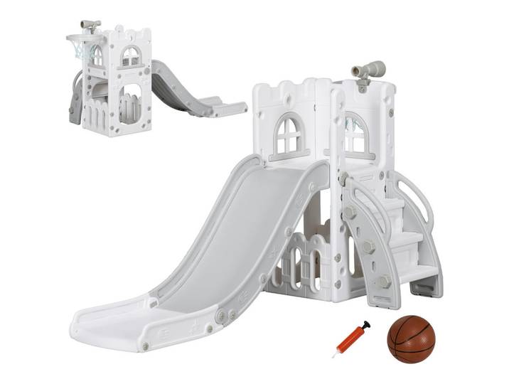 Aiyaplay Kinderrutsche Kunststoff Grau, 70x92x177 cm, unisex, Freizeit & Co, Gartenspielzeug, Kinderrutschen