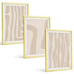 BILDER SET 3er Set - 40x60 cm Goldrahmen - Abstrakte Boho-Muster