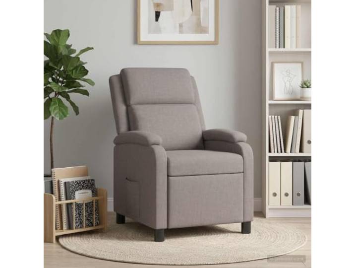Relaxsessel Taupe Stoff Neigungswinkel 115°-160°,Metall- und Holzgestell,100% Polyester,feuchtes Tuch