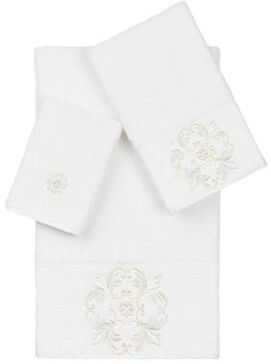 Authentic Hotel and Spa Textiles 100% Turkish Cotton Alyssa 3PC Embellished Towel Set