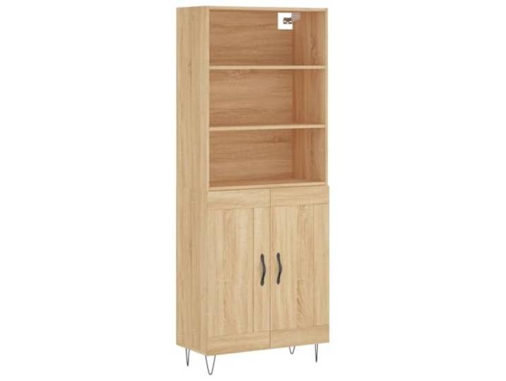 KGFHERENB Highboard Sonoma-Eiche 69,5x34x180 cm Holzwerkstoff Schrank Elegantes Highboard in Sonoma-Eiche für Wohnzimmer und Flur. Bietet reichlich Stauraum hinter verschlossenen Türen.